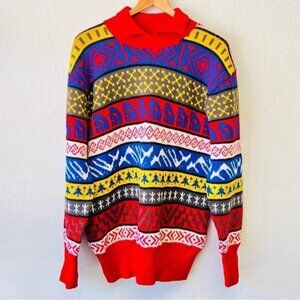 The North Face Rare Original Vintage Color Block Fair Isle Sweater Medium